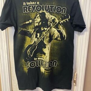 Zion Rootswear Black T-Shirt with Yellow Graphic 'Revolution'
